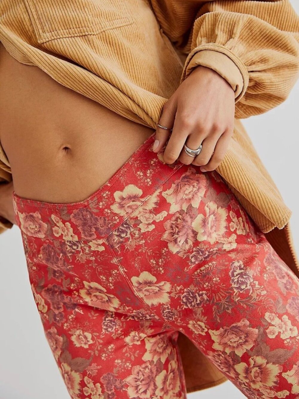 Free People House Party Printed Vegan Suede Flare Leg Pants 28